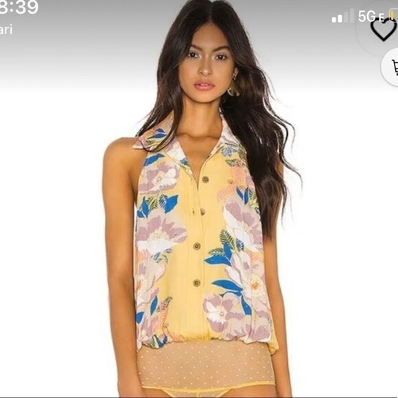 Free People Offshore Bodysuit in Yellow Combo - Picture 1 of 9